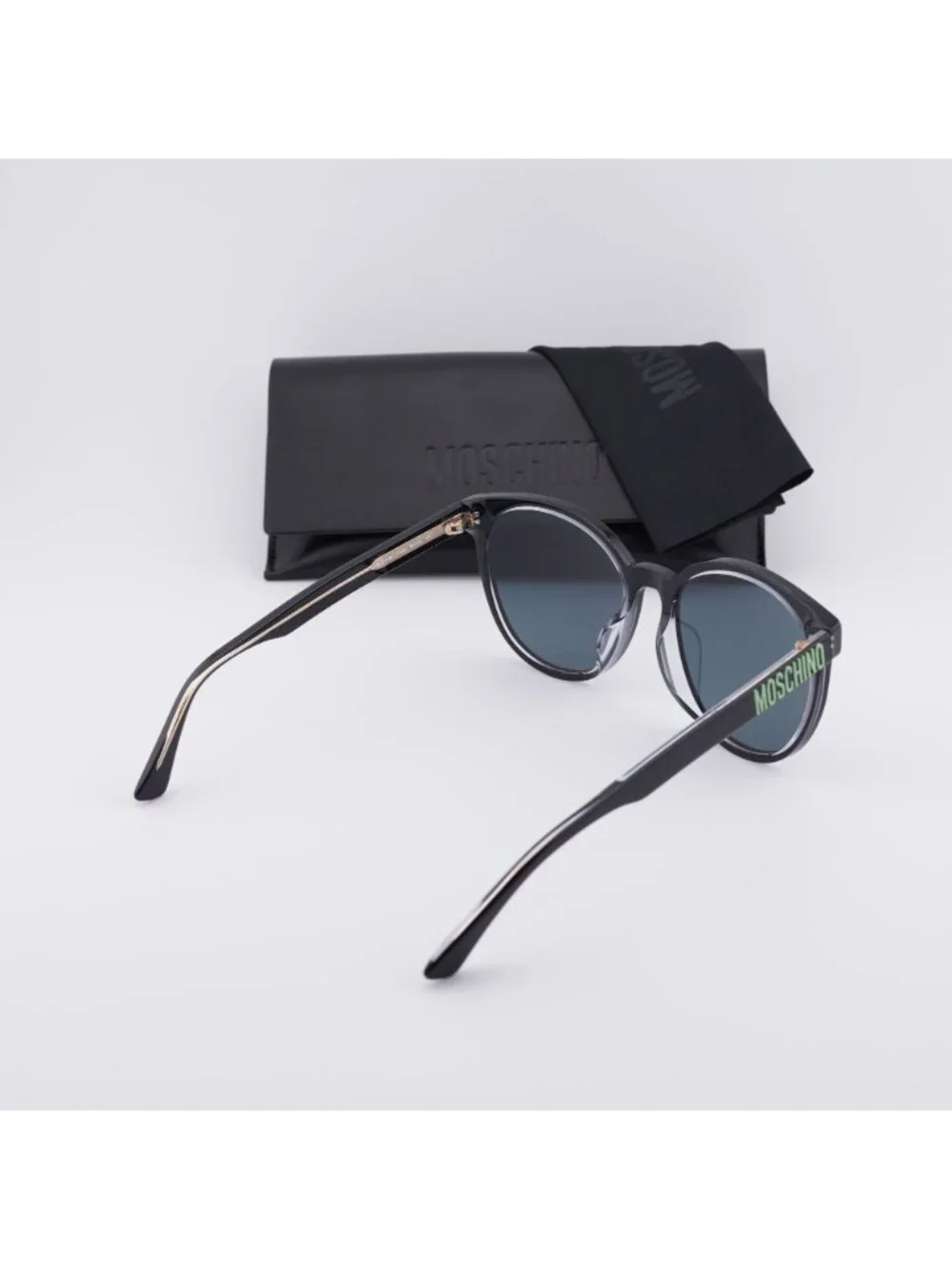 Moschino MOS151/F/S 07C5 IR Sunglasses Black Round Frame, Grey Lenses